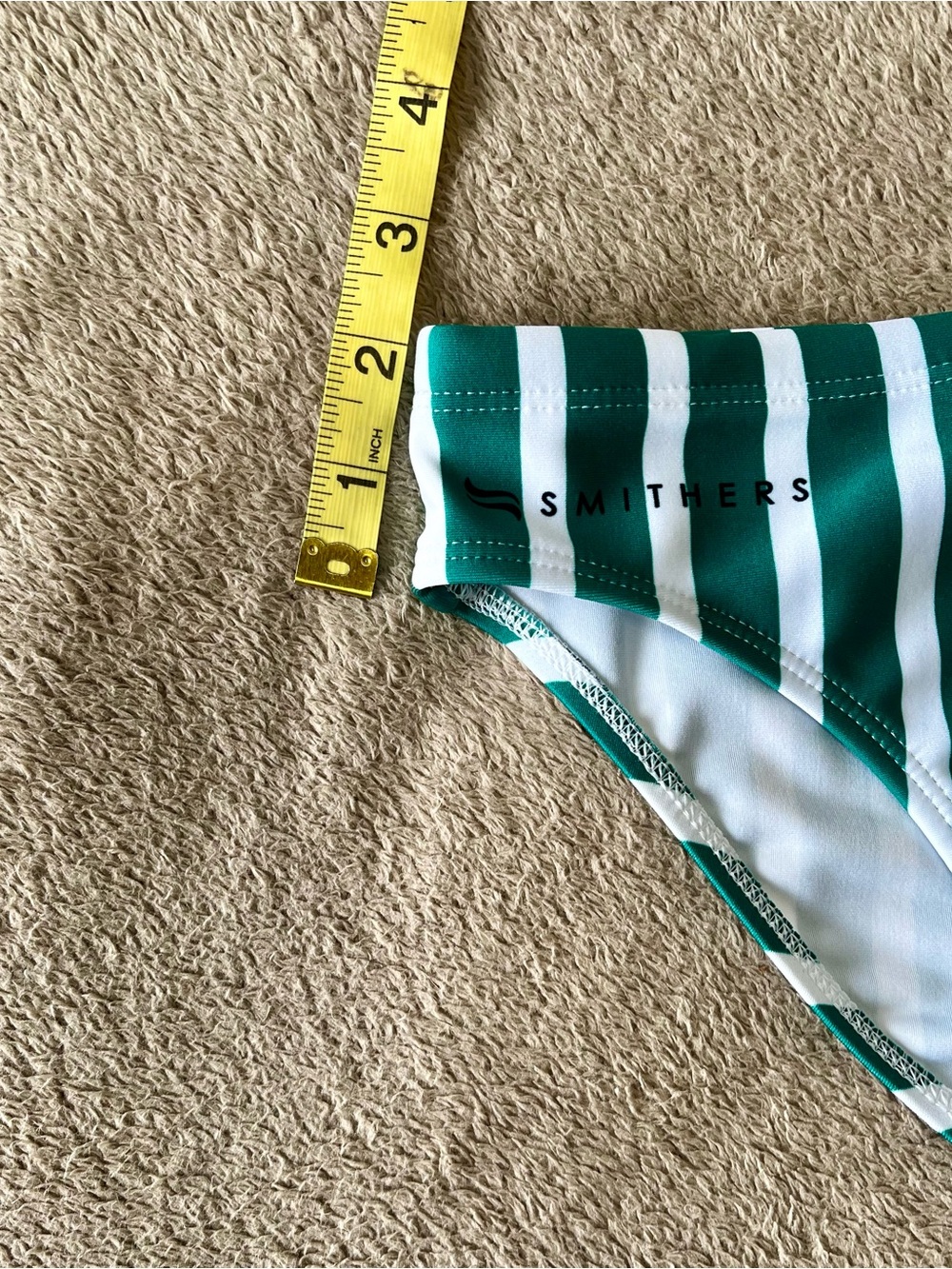 Men's Striped Green & White Swim Brief (read listing) - Picture 4 of 7